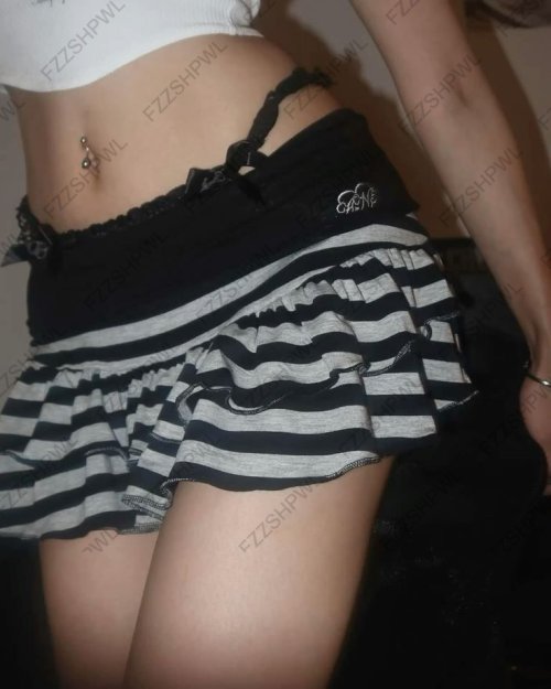 Imagen de Minifalda A-Line en Capas con Rayas Pastel, Estilo Y2K y Harajuku para Mujer, Cintura Alta Elástica, Tendencia Verano 90s y Hot Girl Fashion