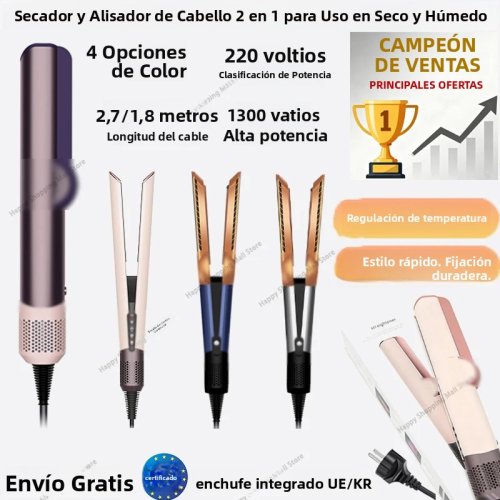 Imagen de Plancha y Secador 2 en 1 con Iones Negativos