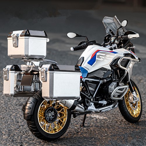 Zdjęcie Model motocykla BMW R1250 GS Adventure w skali 1:9 – metalowy model wyścigowy z oświetleniem, idealny do kolekcjonowania i zabawy