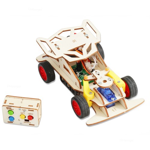 Imagen de Kits de coches de Control remoto de madera DIY STEM 4WD, proyecto científico educativo, juguetes de construcción, regalos creativos de cumpleaños para niños y niñas