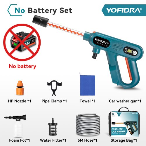 Afbeelding van YOFIDRA 220Bar Borstelloze Elektrische Hogedrukreiniger Pistool 3 Gear Thuis Auto Wassen Water Spuitpistool Voor Makita 18 V batterij Pin