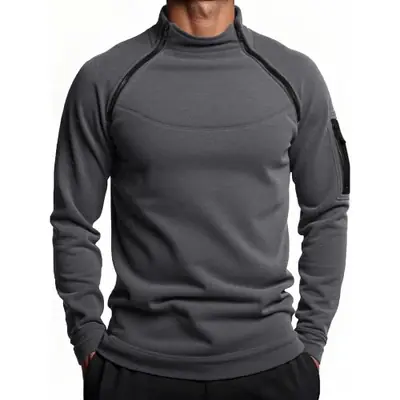 Image de Sweat Polaire Homme Hiver Chauffant Double Zip Col Montant