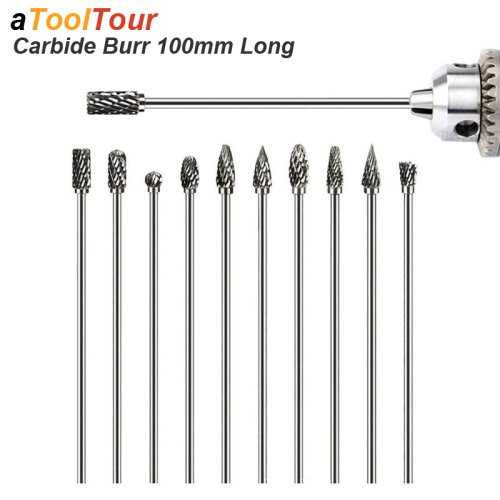 Immagine di Fresa Extra Lunga da 100 mm per Taglio e Intaglio in Metallo, Utensile Abrasivo con Punta in Carburo di Tungsteno per Trapano Rotativo e Wook
