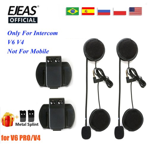 Imagen de Casco Intercomunicador Ejeas V6 Pro con Micrófono y Altavoz Bluetooth para Motocicleta, Compatible con Vnetphone V4 y Auriculares de 3.5mm