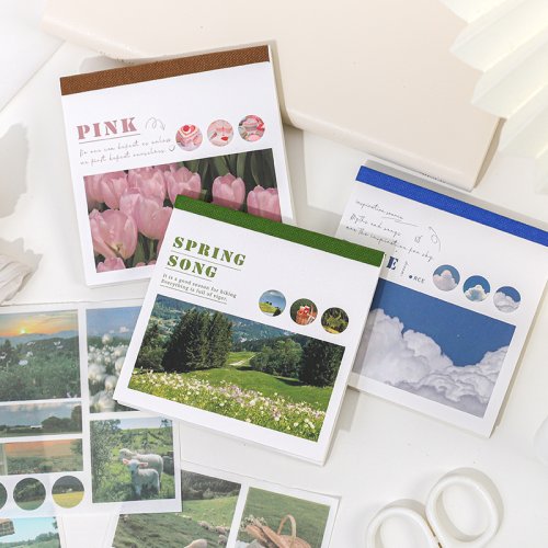 Zdjęcie 50 arkuszy 50 wzorów papier Washi Ins naklejki książka estetyczna sceneria naklejka do scrapbookingu czasopisma Album pamiętnik DIY Paers