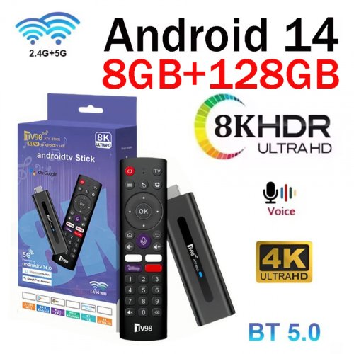 Image of TV98 ATV Stick TV Stick Support HD 8K 4K Video BT5.0 4G 5G Dual WiFi6 Voice Remote Allwinner H313 Quad Core Smart 8GB 128GB iptv