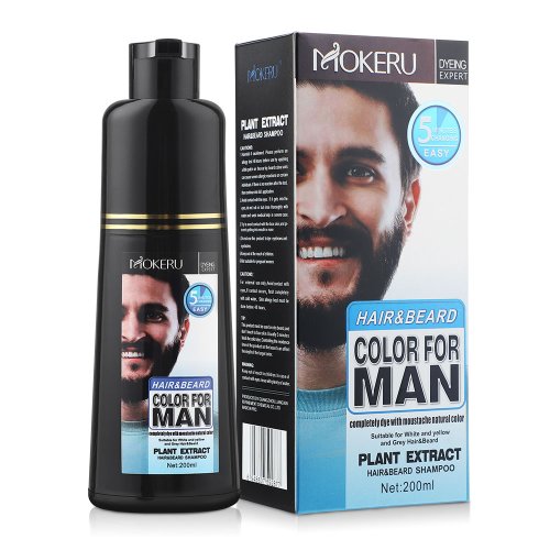 Image of Natural Long-Lasting 200ml Permanent Beard Dye Shampoo for Men – Effective Grey and White Beard Hair Coverage with Gentle, Chemical-Free Formula