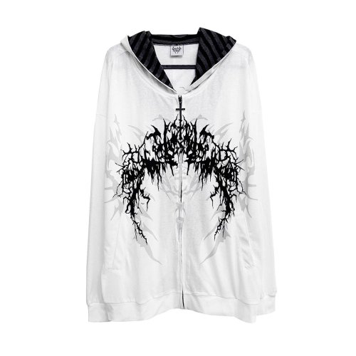 Imagen de Subculture Y2k-Sudadera con capucha japonesa para mujer, chaqueta fina Retro holgada con cremallera,...