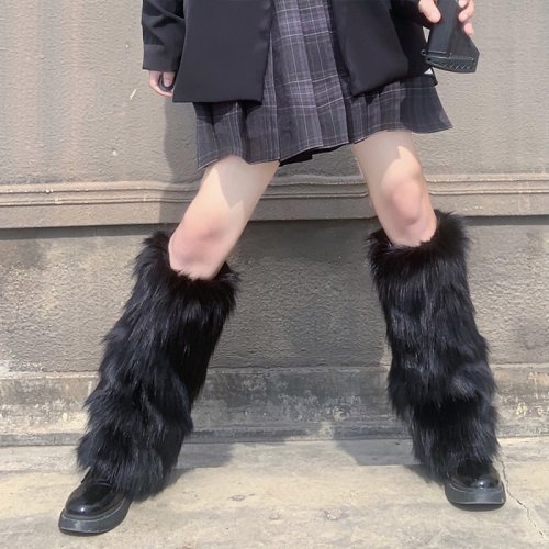 Image of Cozy Faux Fur Leg Warmers for Women – Stylish Fall & Winter Boot Covers with Harajuku Lolita Punk Design