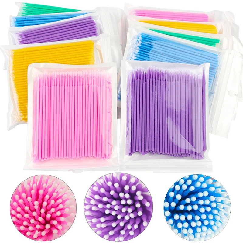 Image of 100-Piece Eyelash Cleaning Brush Set with Micro Cotton Swabs for Lash Extensions, Individual Lashes & Makeup Cleanup – Precision Beauty Tool for Flawless Eye Care