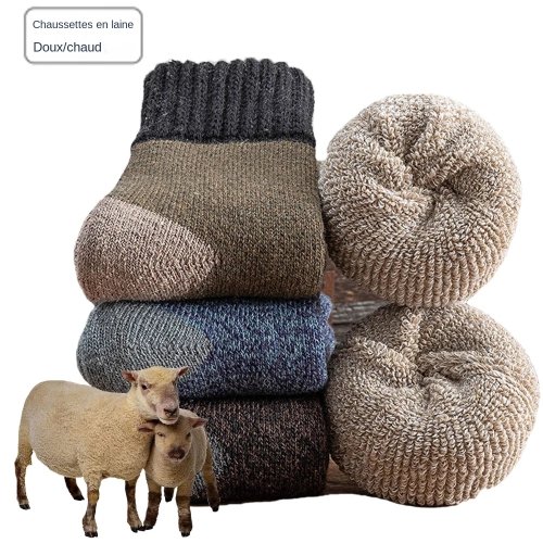 Imagen de 5 par/lote calcetines de lana gruesos de invierno toalla de alta calidad para hombre calcetín de algodón para mantener el calor calcetines de regalo de Navidad para hombre térmico 38-45