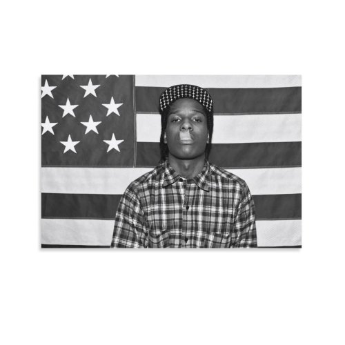 Immagine di A$AP Rocky ASAP Bandiera americana Rap Rapper Motivazionale Inspirational Ufficio Palestra Parete Dormitorio Decorazione 3x5ft Bandiera Solo Cucito