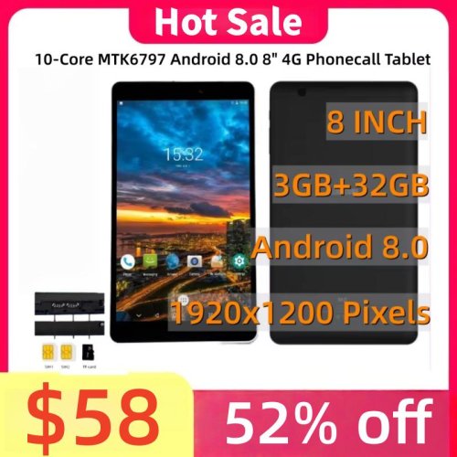 Image de Tablette 8 Pouces 4G - Android 8.0, 3 Go RAM, 32 Go ROM