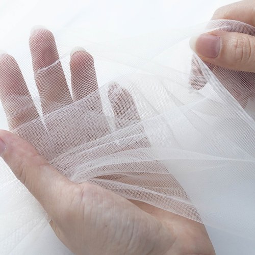 Zdjęcie Miękka siateczka z gazy 160x50 cm, 500 cm – naturalna tkanina do sukni ślubnych, dekoracji ślubnych, zasłon i DIY