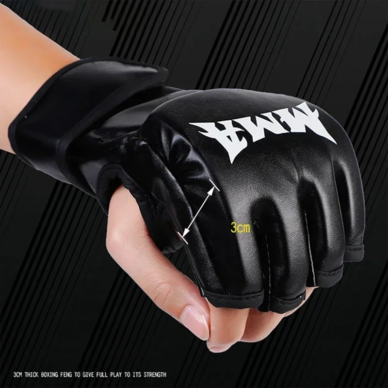 Guantes de entrenamiento de boxeo profesional, cojín de cuero de medio dedo para adultos, Sanda, boxeo, UFC, bolsa de arena para entrenamiento, nudillos