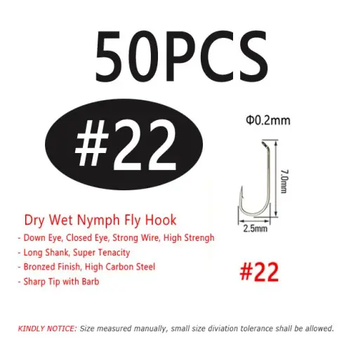 Image de Hameçons de Pêche Wifreo - 50/100/200 pcs - Pour Mouche Sèche & Nymphe