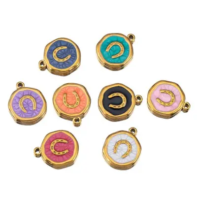 Image de 8 Pendentifs en Acier Inoxydable Doré - Cœur, Œil, Soleil, Étoile