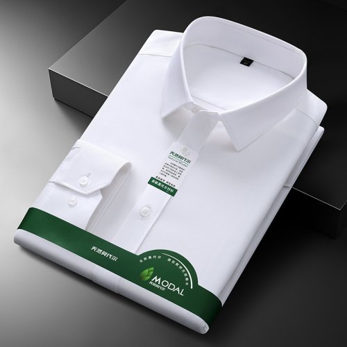 Afbeelding van Nieuwe Kwaliteit Anti-Rimpel Heren Overhemd Lange Mouwen Slim Fit Wit Zakelijk Business Shirt voor Mannen 4XL 5XL