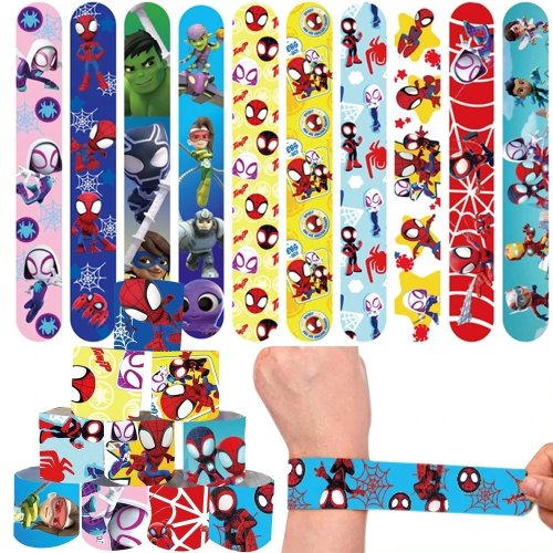 Immagine di 12 Braccialetti a Scatto Spider-Man e i suoi Fantastici Amici – Bomboniere per Festa di Compleanno, Regali per Bambini, Forniture per Baby Shower