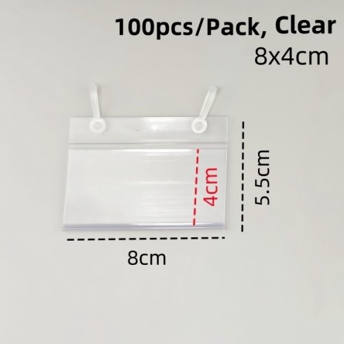 Immagine di 1 confezione di espositori in plastica PVC cartello prezzo etichetta carta promozione fibbie appendere su scaffale a rete scaffale per cestini negozi