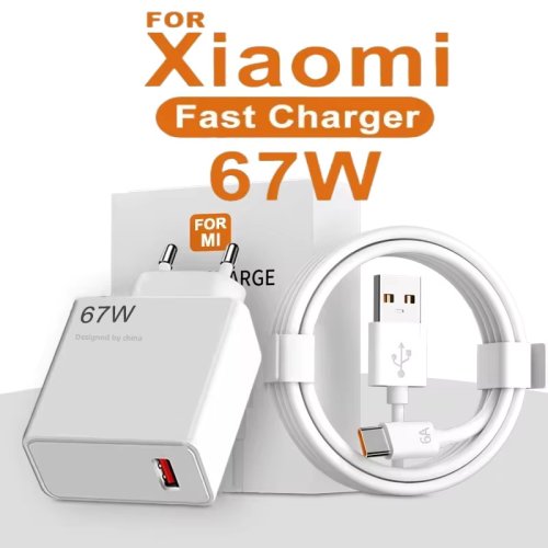 Zdjęcie Szybka ładowarka USB-C 67W do Xiaomi 14, 13, 12, 11, 10 Ultra, Redmi Note 12T, 13 Pro, Turbo – Adapter z technologią Quick Charge dla szybkiego ładowania