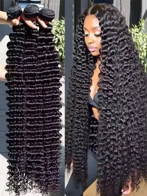 Image de Extensions cheveux brésiliens ondulés profonds 24-28 pouces