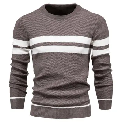 Image de Pull Homme Col Rond Patchwork Automne