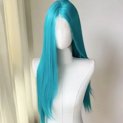Image de Perruque Rose Clair Lace Front 26 Pouces - Style Cosplay