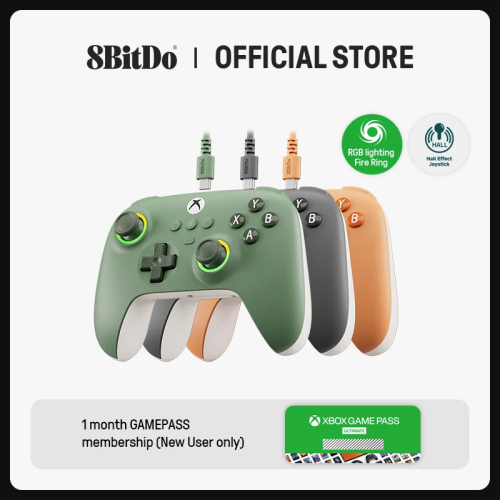 Controlador de Juegos con Cable 8BitDo Ultimate C para Xbox, Anillo de Fuego con Iluminación RGB y Joysticks con Efecto Hall Compatible con Windows 10 y 11