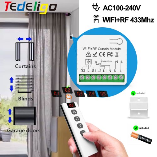 Immagine di Tenda a Rullo Intelligente con Controllo WiFi e RF