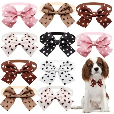 Image de 10x Nœuds Papillon Coeur pour Chiens et Chats - Accessoires de Mode Réglables
