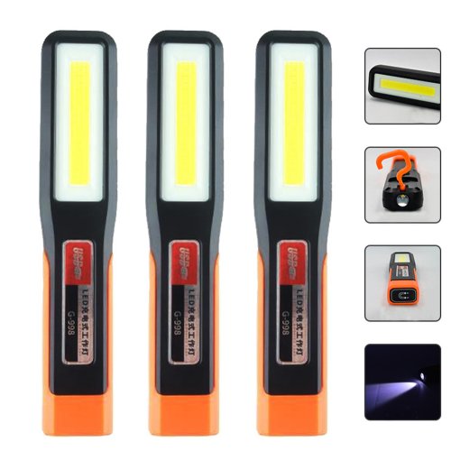 Imagen de Lámpara LED de Trabajo COB Recargable por USB con Imán Potente para Garaje, Talleres y Emergencias - Luz de Advertencia y Linterna Portátil