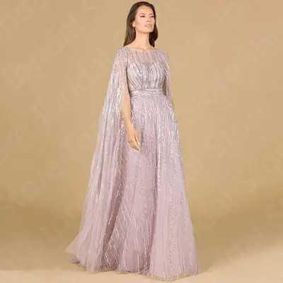 Image de Robe Rose Pâle Maman de la Mariée - Élégante & Personnalisable