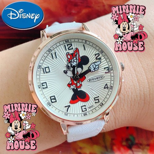 Image of Disney Minnie Mouse Cartoon Quartz Watch for Women and Girls – Cute Fashionable Small Dial Analog Watch with Colorful Strap – Perfect Festival Gift
