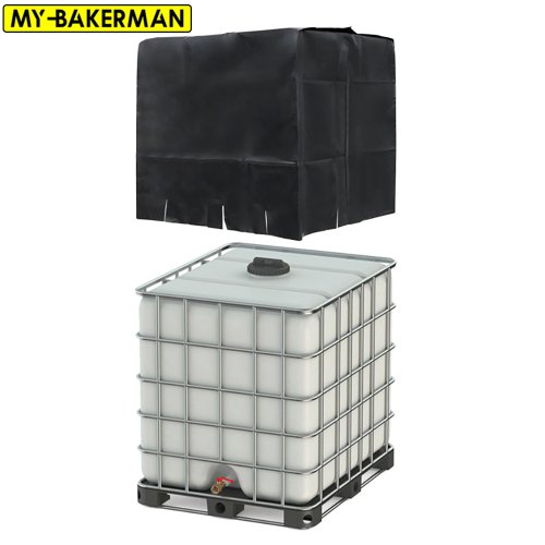 Immagine di Copertura Tote IBC Nera in Polietilene Resistente – Protezione Antipolvere da 275 Galloni per Serbatoi Acqua, Mobili da Giardino e Pallet