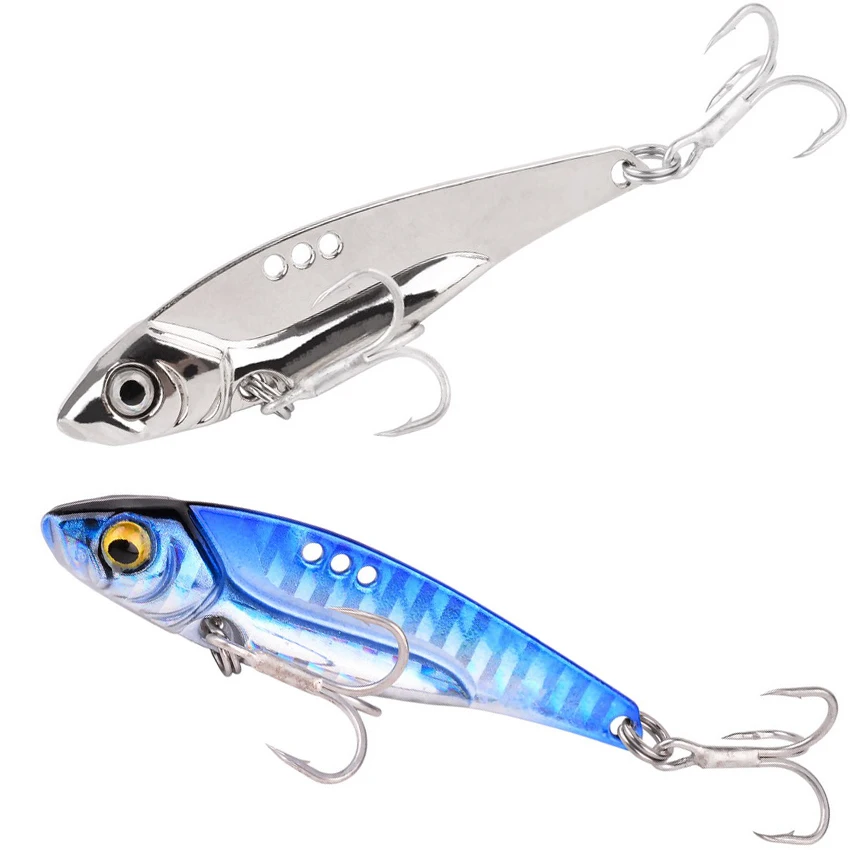 Imagen de Señuelo de hoja Vib de Metal 7/10/12/14/15/18/25G, cebos de vibración que se hunden, Swimbait Vibe para Pesca de Lucio, Señuelos de Pesca azules y plateados