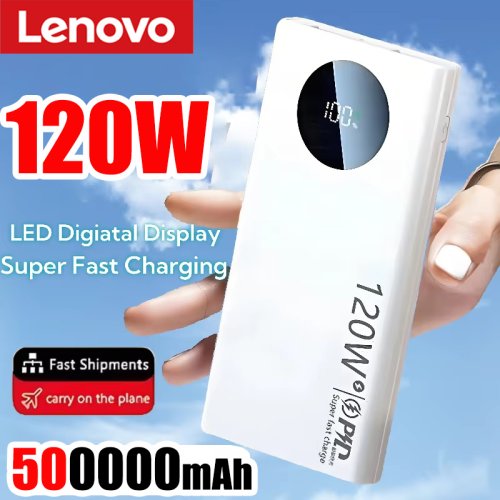 Image of Lenovo 50000mAh Power Bank with 120W Fast Charging – High-Capacity Portable Battery Charger for iPhone, Samsung, Huawei, and Other Smartphones
