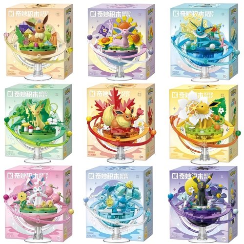 Afbeelding van Keeppley Originele Pokémon DIY Bouwstenen Speelgoed – Cartoon Eevee Familie Planeet Serie Assemblage Model Ornamenten voor Kinderen