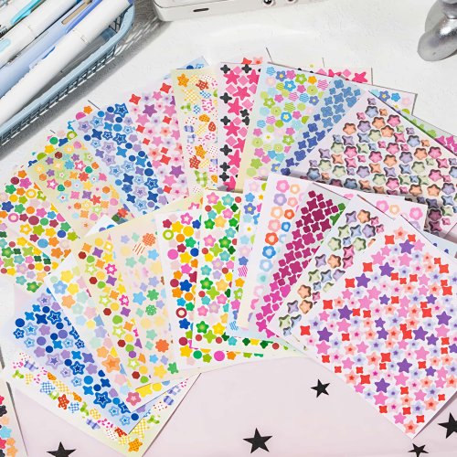 Image of Starstorm 24 Sheet Holographic & Matte Mini Sticker Book 8x8cm Aesthetic Journaling Supplies Planner Scrapbooking Deco Stickers