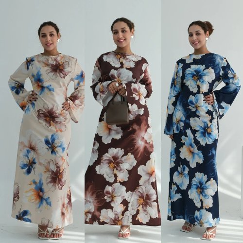 Zdjęcie Elegancka Sukienka Muzułmańska z Szyfonu – Abaya z Diamentami