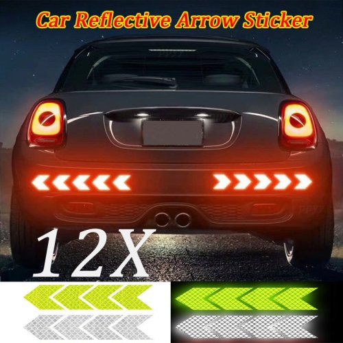 Afbeelding van Auto reflecterende pijl sticker veiligheidswaarschuwing sticker voor auto bumper kofferbak reflector gevaar tape auto styling lichtgevende film