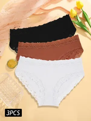 Image de Ensemble de 3 Culottes Dentelle Sexy pour Femme