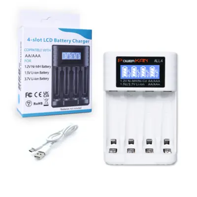 Image de Chargeur de Batterie 4 Places LCD - AA, AAA, 1.2V NiMH, 3.7V Li-ion