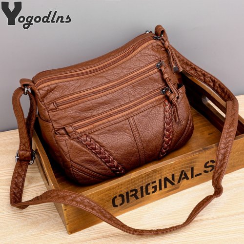 Afbeelding van Stijlvolle dames messenger bag van PU-leer – modieuze schoudertas voor vrouwen en meisjes, ideaal als cadeau