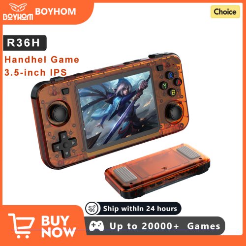 Afbeelding van BOYHOM Nieuwe R36H Handheld Game Console 3,5-inch IPS Scherm Linux RK3326 Retro Video Games Speler 3000 mAh 64G 10000 + Klassiek spel