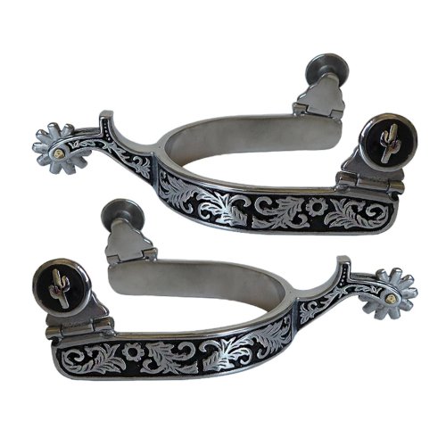 Image of Premium Anti-Rust Western Horse Spurs for Equestrian Competitions – Durable Steel Spur Set for Men and Women with Decorative Design