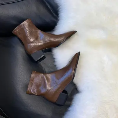 Image de Bottines Femme à Talon Épais - Style Chic Automne/Hiver