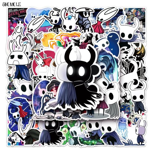 Image of Hollow Knight Cartoon Stickers Pack – 10, 30, or 50pcs Aesthetic Vinyl Decals for Kids, DIY Toys, Skateboards, Laptops, Phones & Graffiti Art