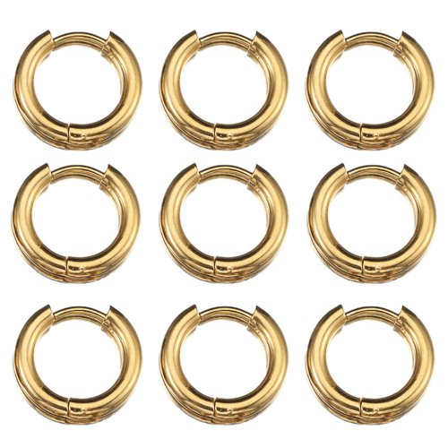 Image of 10-Piece 8-14mm Stainless Steel Gold-Color Ear Hoop Earrings for Women and Men – DIY Jewelry Making, Punk & Hip-Hop Style Piercing Accessories