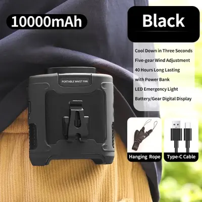 Image de Ventilateur Portable à Col avec Batterie Externe et LED